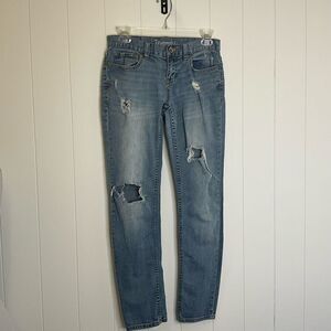 Aeropostale Womens Size 0 Kylie Boyfriend Denim Jeans Blue Distressed
